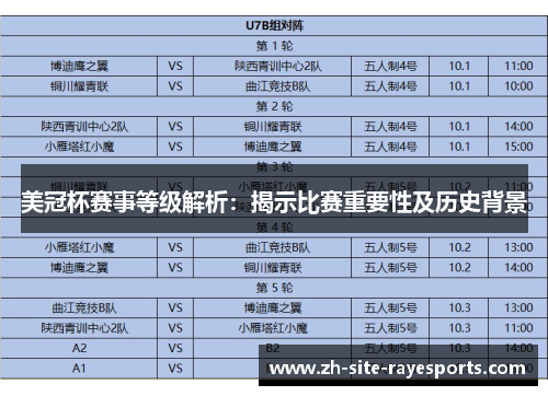 美冠杯赛事等级解析：揭示比赛重要性及历史背景